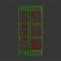 Green Carved Room Divider Three Panel Decorative Furniture With Intricate Patterns