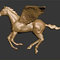Golden Pegasus Sculpture Decorative Ornament Set For Home Decor With Shiny Metallic Finish