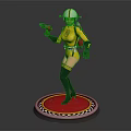 Game Movie Character In Yellow Bodysuit With White Helmet Red Weapon On Red Checkered Base