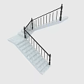 Modern Staircase With White Marble Steps Black Railing And Gold Accents