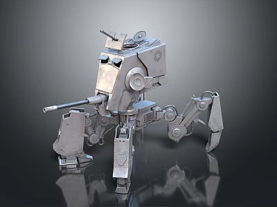 Mechanical Multi Legged Combat Weapon With Robotic Structure And Mounted Cannon And Gun 3d model