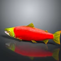 Vibrant Decorative Fish Ornament With Red Body Green Head And Yellow Tail Fins