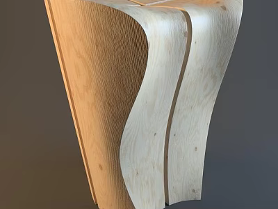 Modern Wooden Stool With Curved Lines And Unique Ergonomic Natural Design 3d model