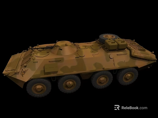 Wheeled Military Tank With Camouflage Paint Six Wheels And Top Equipment 3d model 
