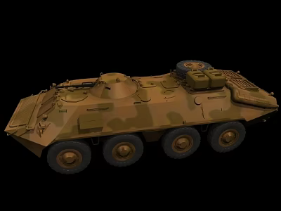 Wheeled Military Tank With Camouflage Paint Six Wheels And Top Equipment 3d model