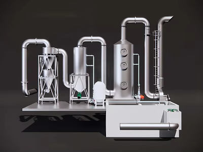 Advanced Industrial Equipment System With Steel Pipes Towers And Tanks 3d model