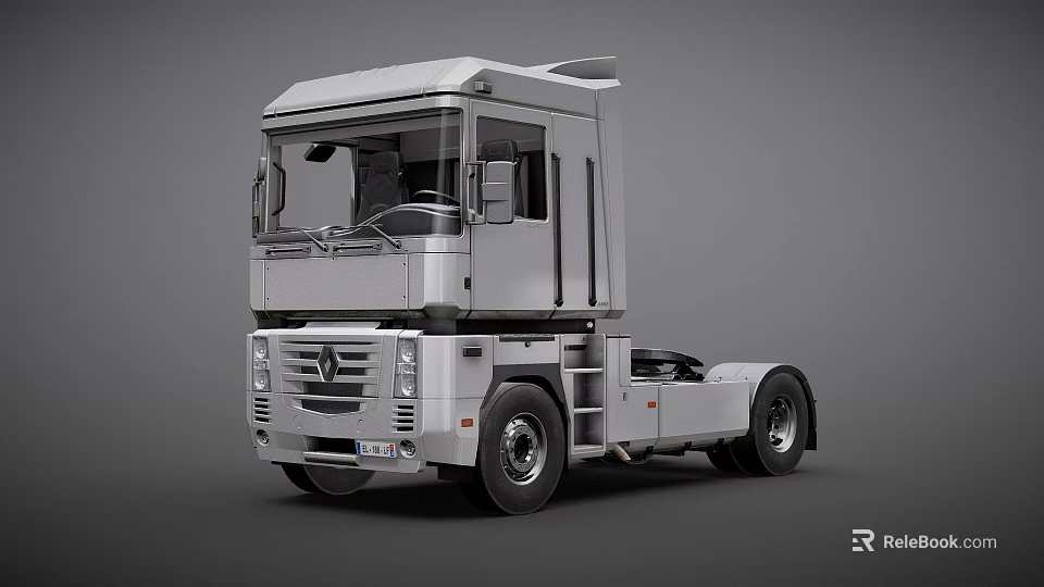 Modern Silver Truck Cab Design With Front Headlights And Wheels 3d model 