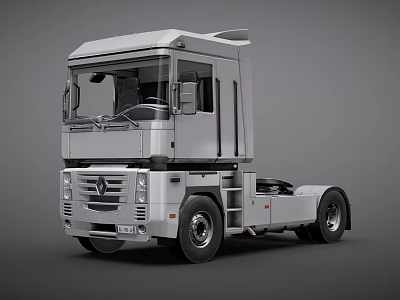 Modern Silver Truck Cab Design With Front Headlights And Wheels 3d model