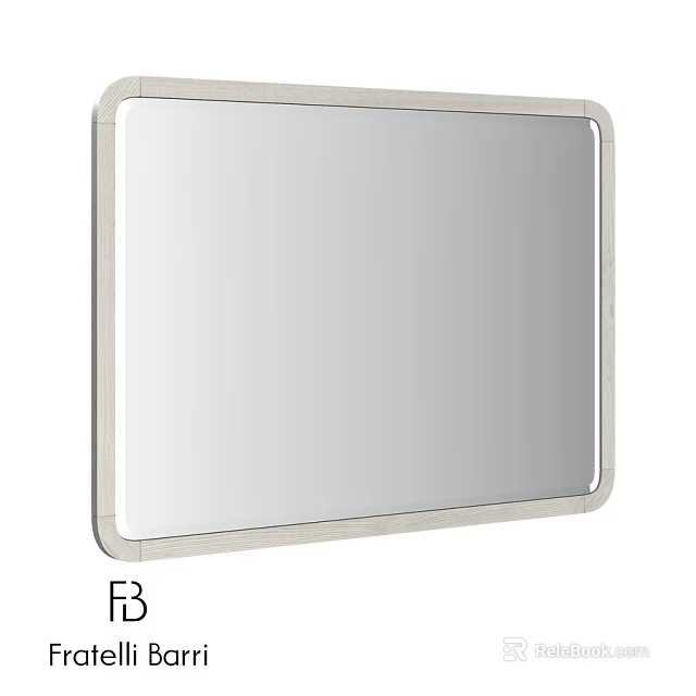 Modern Rectangular Mirror With Sleek White Frame For Home Decoration 3d model 