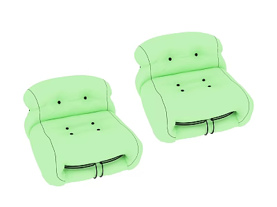 Light Green Single Sofa with Button Tufted Design for Modern Living Space Comfort 3d model