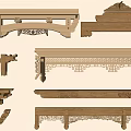 carved cross beam wooden beam structure bucket arch mortise and tenon joint structure 3d model