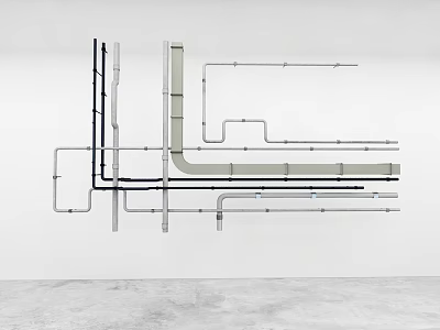 Modern Ceiling Design with Exposed Pipes and Structural Installation Elements 3d model