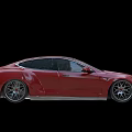 Red Modern Sports Sedan With Black Roof Aerodynamic Design And Alloy Wheels