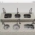 Stainless Steel Kitchen Sinks In Various Designs With Faucets On Speckled Countertop