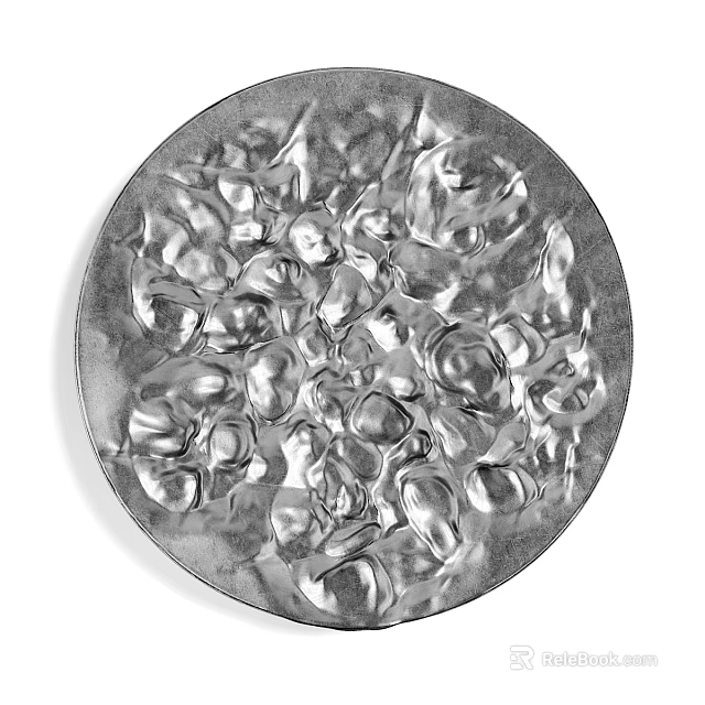 Circular Wall Decor With Textured Surface And Irregular Metallic Patterns 3d model 