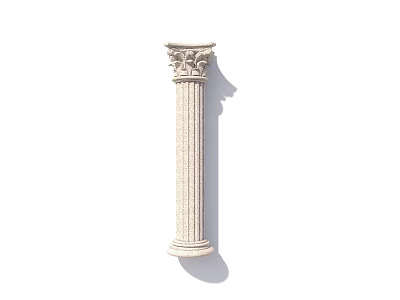 Classical Fluted Roman Column With Carved Stone Capital And Intricate Design 3d model