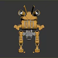 Yellow Mechanical Robot Character With Large Eyes And Four Legs Structure Design