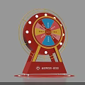 Red Gold Lucky Draw Wheel With Colorful Prize Sections And Lottery Base Stand