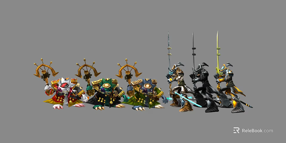 Game And Movie Fantasy Characters With Detailed Warrior Armor And Weapons 3d model 