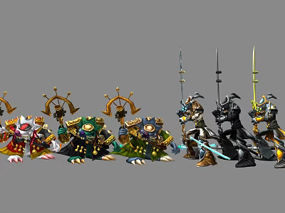 Game And Movie Fantasy Characters With Detailed Warrior Armor And Weapons 3d model