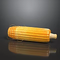 Fresh Ripe Yellow Corn with Silk on Black Background with Reflection