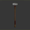 Classic Hammer With Gray Head Wooden Handle And Red Stripes