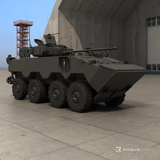 Armored Military Utility Vehicle With Multi Wheel Design And Weapon System 3d model 