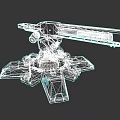 Mechanical Automated Turret Weapon With Metallic Structure And Brown Gray Base
