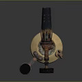 Antique Brass Blowtorch Weapon With Vintage Metal Pipe And Base Design