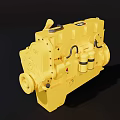 Robust Yellow Industrial Engine Featuring Detailed Mechanical Structure And Metal Components