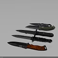 Tactical Weapons Collection Featuring Different Designed Knives With Colored Handles And Sharp Blades 3d model