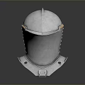 Silver Medieval Knight Helmet With Smooth Metal Surface And Riveted Neck Guard
