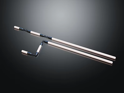 White Chopsticks With Black Design Modern Kitchen Utensils On Dark Background 3d model