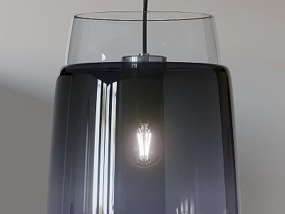 Modern Glass Pendant Light With Transparent Gradient Shade And Metallic Base Visible Bulb Design 3d model
