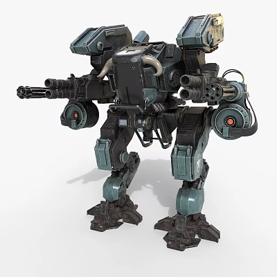 Advanced Mech Weapon System With Dual Cannons Armored Structure And Mechanical Arm Design 3d model