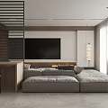 Modern Living Dining Room Interior Design With Black Cabinets Island Pendant Lights And Dining Table