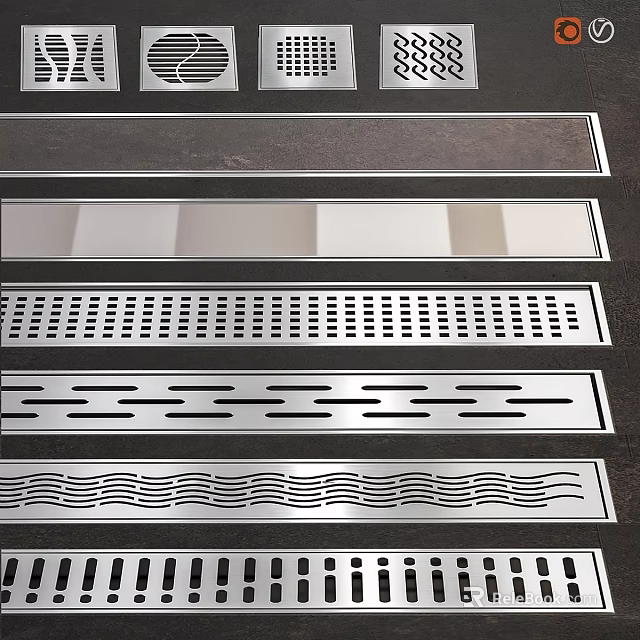 Stainless Steel Drain Grates With Various Designs For Household Bathroom Kitchen Daily Laundry Use 3d model 