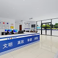 Modern Public Security Service Hall With Household Registration Traffic Management Counters And Seats