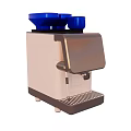 Modern Kitchen Appliance Coffee Machine With White Gray Body And Blue Components