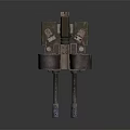 Vintage Double Barrel Weapon With Scope Metal Base And Heat Dissipation Holes