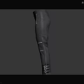 Black Leather Pants With Front Zipper And White Side Stripes Ankle Buckles