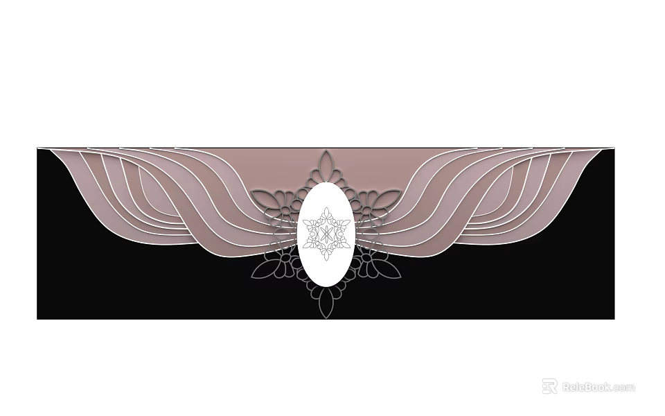 Luxurious Decorative Background Wall With Wavy Lines Circular Ornament And Pink Black Design 3d model 