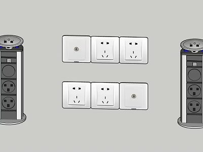 Essential Household Electrical Appliances Featuring Power Sockets And Extension Cords 3d model