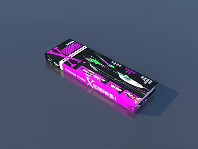 Stylish Magazine Cover Design With Purple Black Background And Green Graphic Elements 3d model