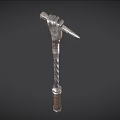 Medieval Weapon With Spiral Metal Shaft Leather Grip And Claw Like Head