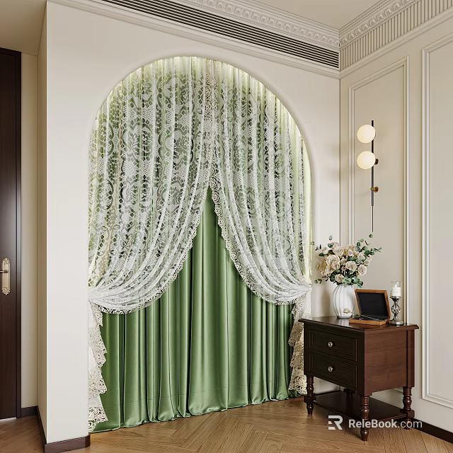Luxury European Style White Wardrobe with Carved Patterns and Sliding Door Design 3d model 