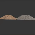 Two Irregular Shaped Textured Material Samples in Brown and Gray Colors on Dark Background Surface