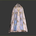 Pink And Blue Cloak With Gold Floral Patterns And Decorative Trim