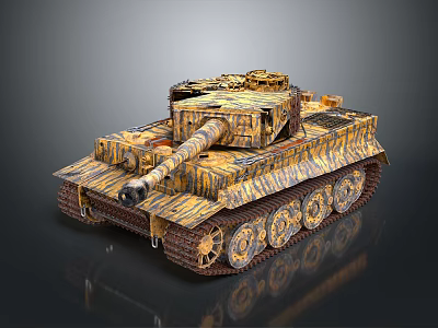 Military Tank With Camouflage Pattern Armored Structure Cannon And Tracks Features 3d model