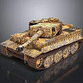 Military Tank With Camouflage Pattern Armored Structure Cannon And Tracks Features 3d model